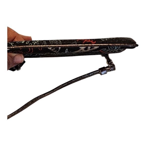 Coach Poppy Heart Wristlet Black Gold Metallic Canvas Original And Limited - Picture 10 of 13